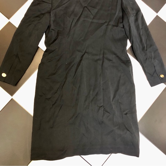 Vintage 80s George Rech Paris Black Crepe Dress Matte Goldtone Buttons Midi sz M - Picture 6 of 13